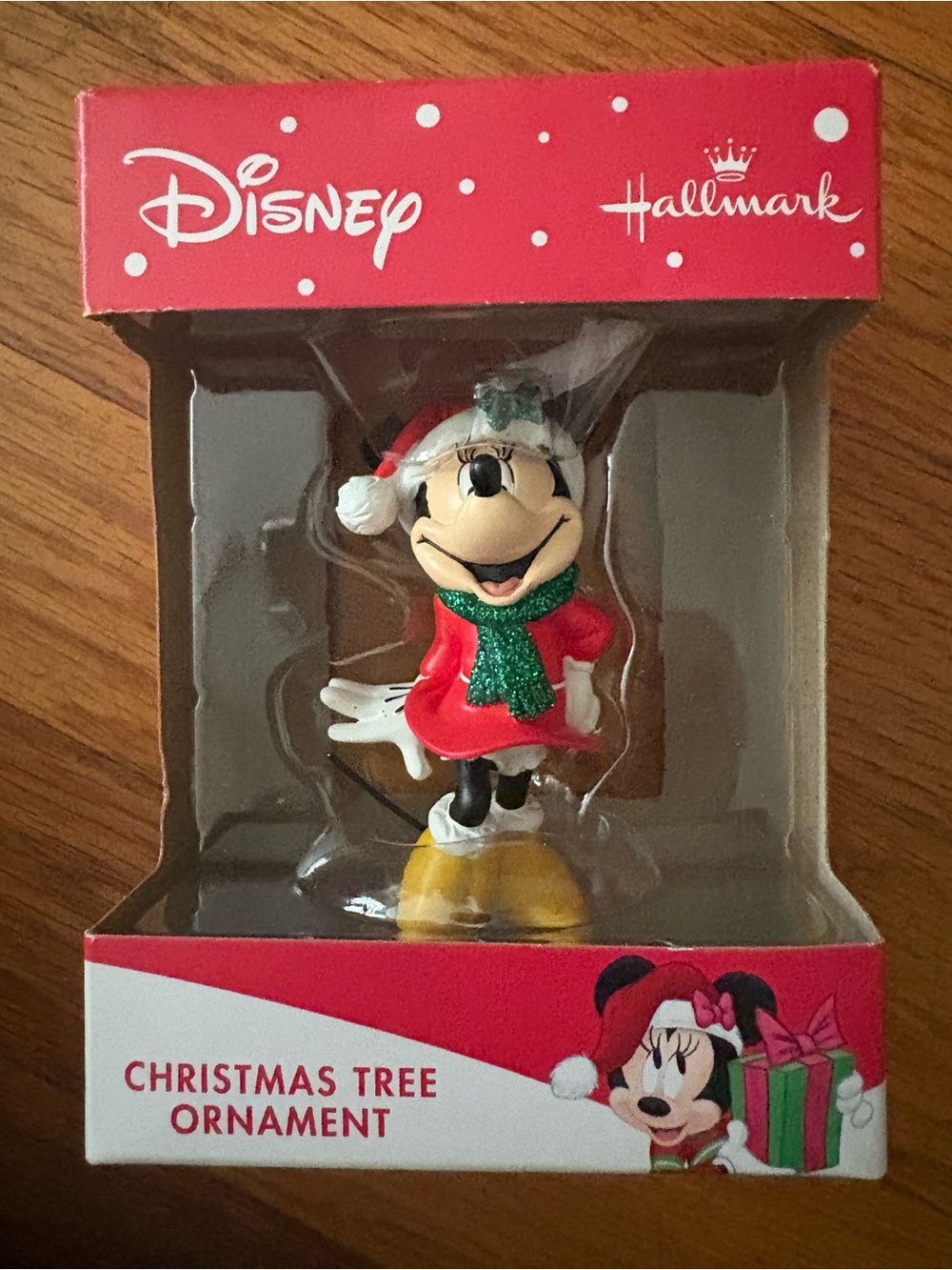 Hallmark Minnie Mouse Red Dress Christmas Ornament with Green Scarf